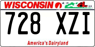 WI license plate 728XZI