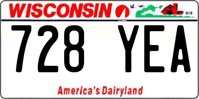 WI license plate 728YEA