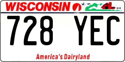 WI license plate 728YEC