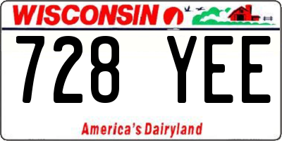 WI license plate 728YEE