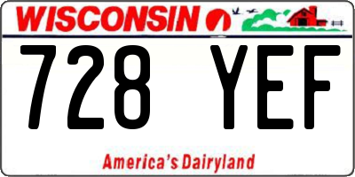 WI license plate 728YEF