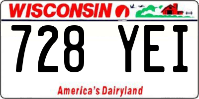 WI license plate 728YEI