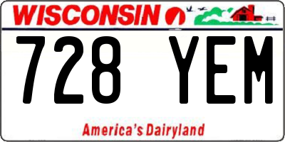 WI license plate 728YEM