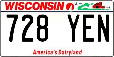 WI license plate 728YEN
