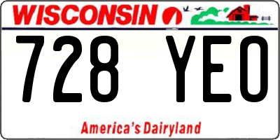 WI license plate 728YEO