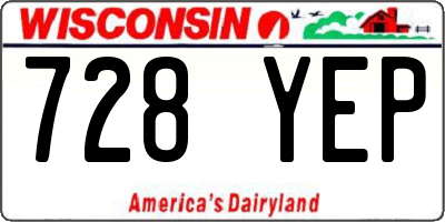 WI license plate 728YEP