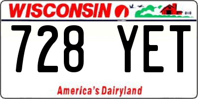 WI license plate 728YET