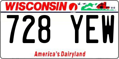 WI license plate 728YEW