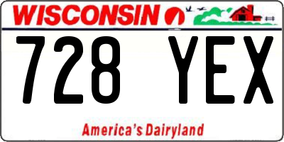 WI license plate 728YEX