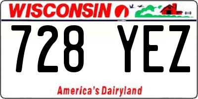 WI license plate 728YEZ