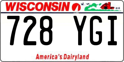 WI license plate 728YGI