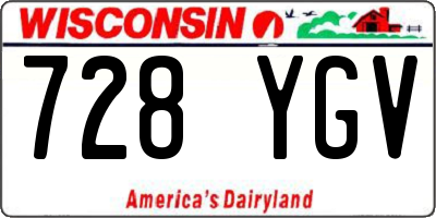 WI license plate 728YGV