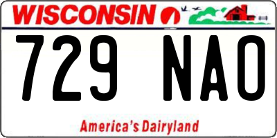 WI license plate 729NAO