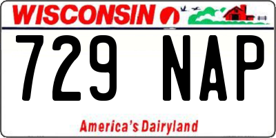 WI license plate 729NAP