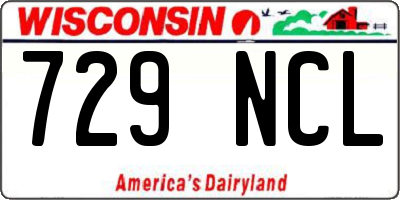 WI license plate 729NCL