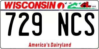 WI license plate 729NCS
