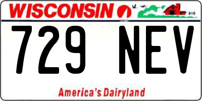 WI license plate 729NEV