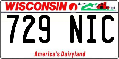 WI license plate 729NIC