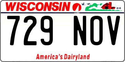 WI license plate 729NOV