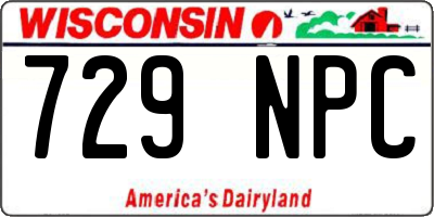 WI license plate 729NPC