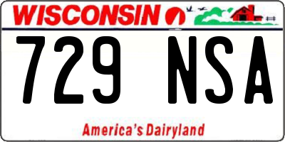 WI license plate 729NSA