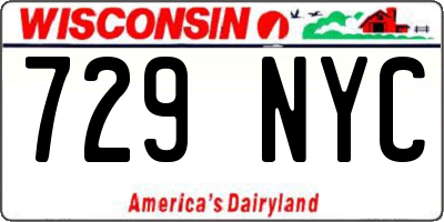 WI license plate 729NYC