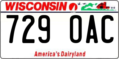 WI license plate 729OAC