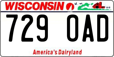 WI license plate 729OAD