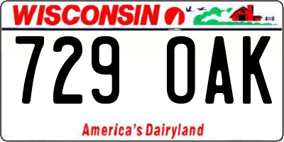 WI license plate 729OAK