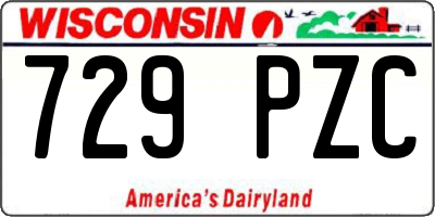 WI license plate 729PZC