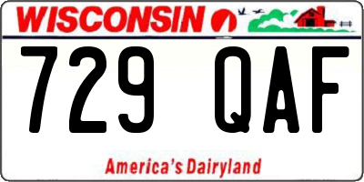 WI license plate 729QAF