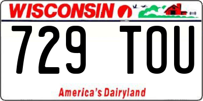 WI license plate 729TOU