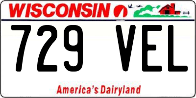 WI license plate 729VEL