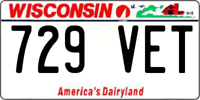 WI license plate 729VET