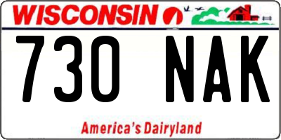 WI license plate 730NAK