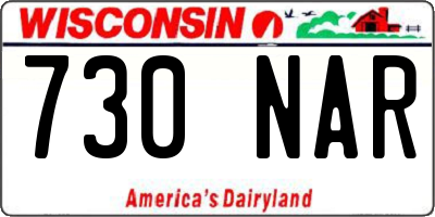 WI license plate 730NAR