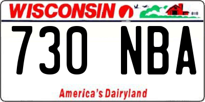 WI license plate 730NBA