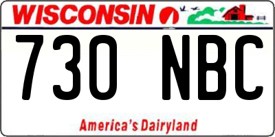 WI license plate 730NBC