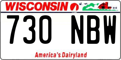 WI license plate 730NBW