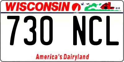 WI license plate 730NCL