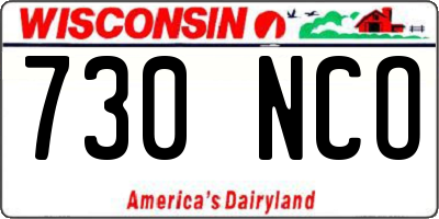 WI license plate 730NCO