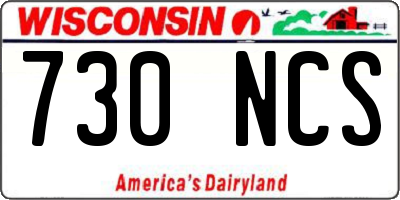 WI license plate 730NCS