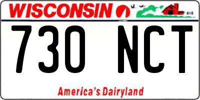 WI license plate 730NCT