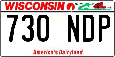 WI license plate 730NDP