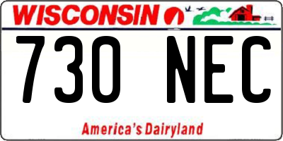 WI license plate 730NEC