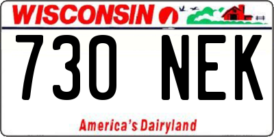 WI license plate 730NEK
