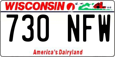 WI license plate 730NFW