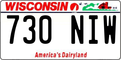 WI license plate 730NIW