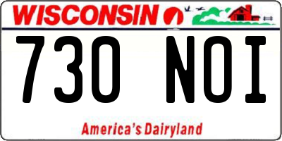 WI license plate 730NOI