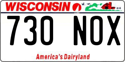 WI license plate 730NOX